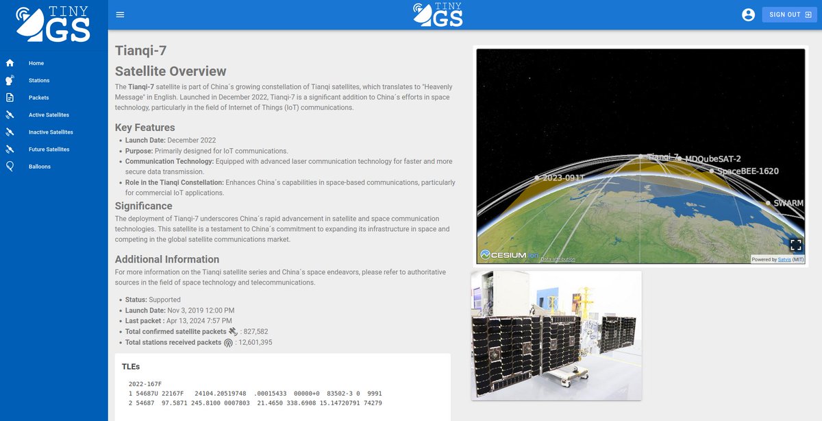 tiny__GS's tweet image. 🛰️ Receiving Starlink #LoRa signals is cool... but what about satellites with unknown TLEs? 
No problem! Our new #TinyGS  📡algorithm solves the mystery! 🌟

Tianqi-7  ➡️ 2022-167F 🎉🥳