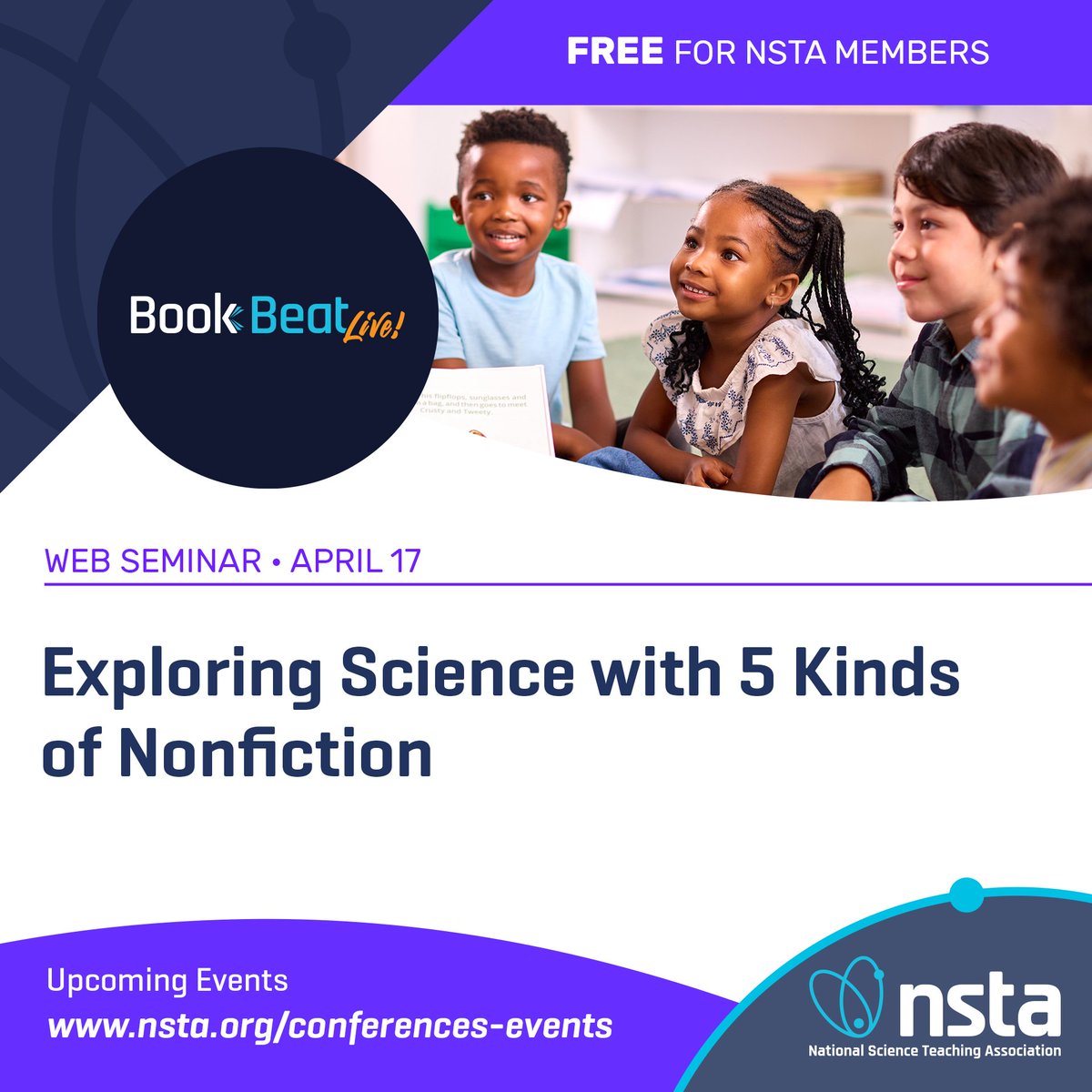 Join #NSTA on 4/17 at 7 PM ET, where award-winning children’s author Melissa Stewart shares classroom strategies for integrating reading and writing with science, tips for finding quality nonfiction books for a K-8 science curricula, and more! Register at bit.ly/49qHJCF