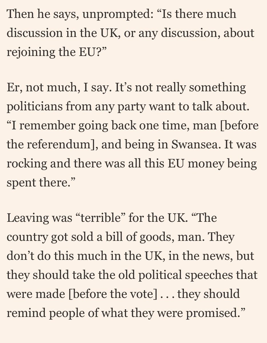 In the @FT actor, Michael Douglas, says the following to @MattGarrahan about Brexit. He’s right. It’s crazy not to be questioning the ‘bill of goods’ people were mis sold.