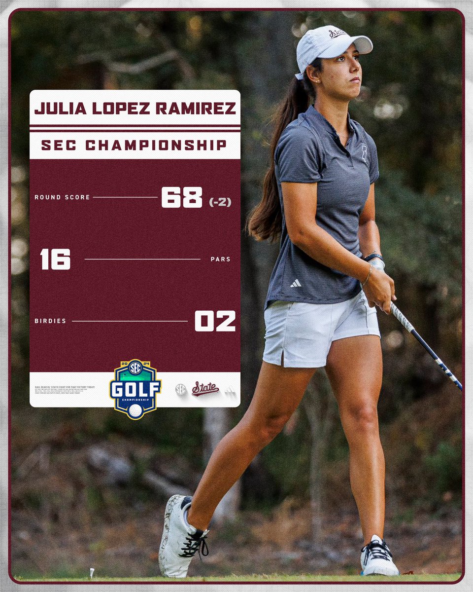 𝐃𝐀𝐖𝐆. Julia finishes two-under on round two and currently sits in FIRST! #HailState🐶