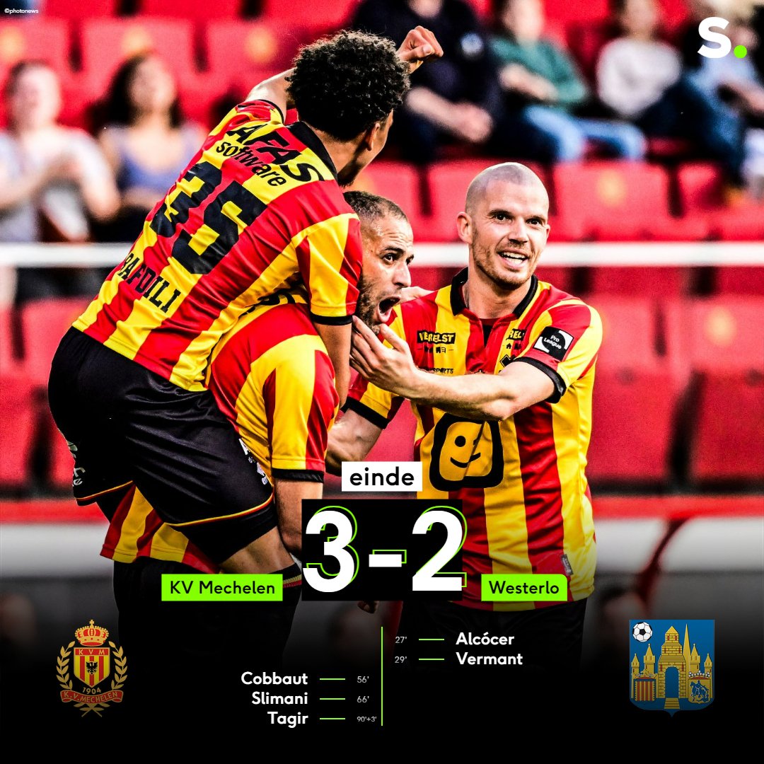 Mechelen wint dankzij late owngoal, de Kemphanen speelden 45 minuten met een man minder na discutabele rode kaart voor Vermant. sporza.be/nl/matches/voe…