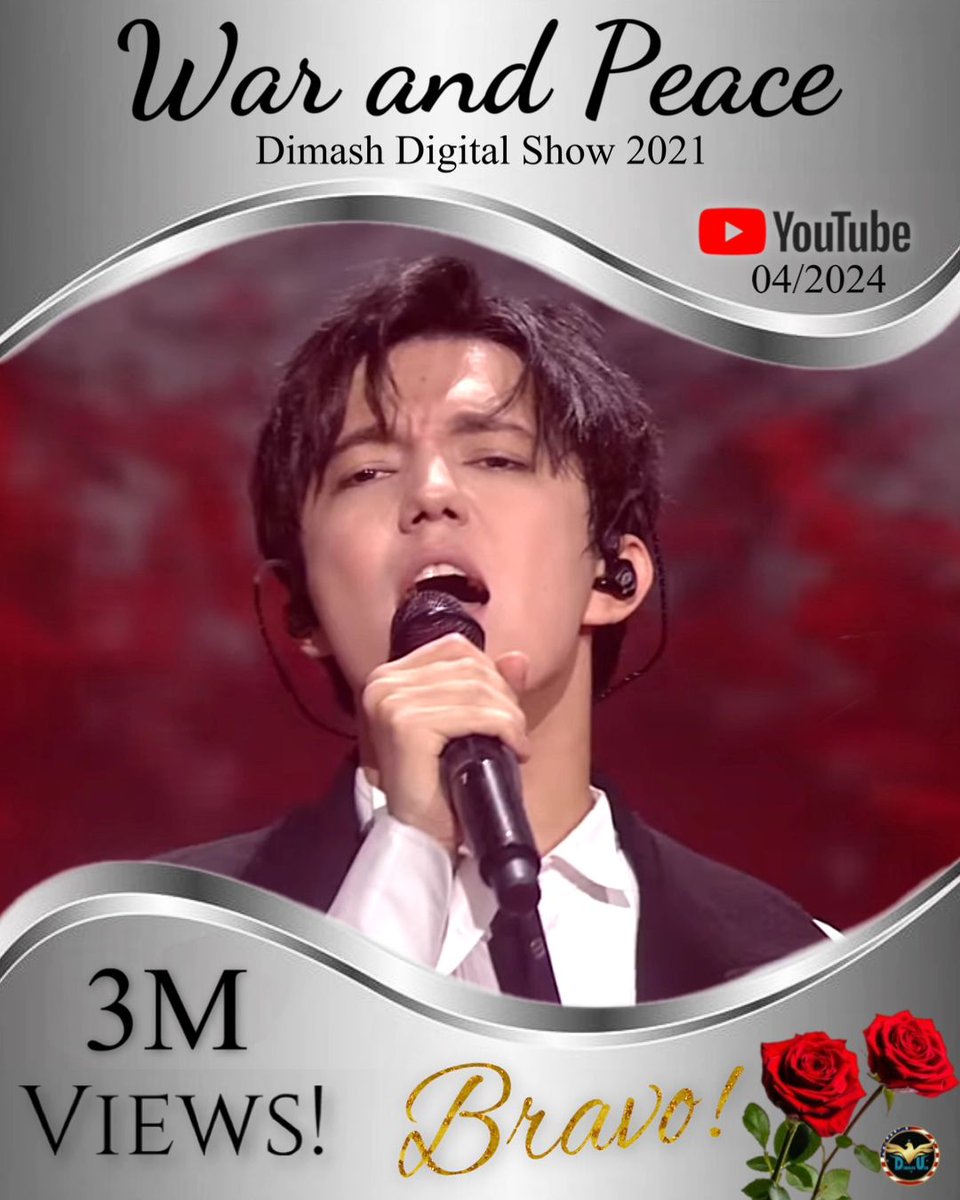 Congratulations Dimash!!🌹🔥 Dimash’s powerful performance of “War and Peace” from the Dimash Digital Show in 2021, has achieved 3 million views on his official YouTube channel! Watch here! youtu.be/xl4COTUJO5w?fe… @dimash_official #dimash #music #weloveyouintheusa