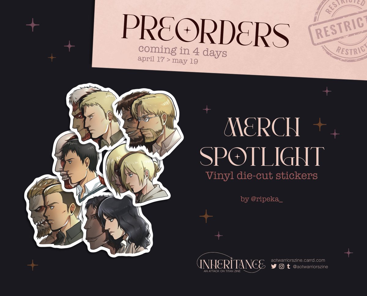 ✴️ PREORDERS OPEN IN 4 DAYS ✴️ Our next merch reveal goes to these stunning die-cut stickers, designed by @ripeka_! 📅 Preorders open on April 17, 8:00 pm CET