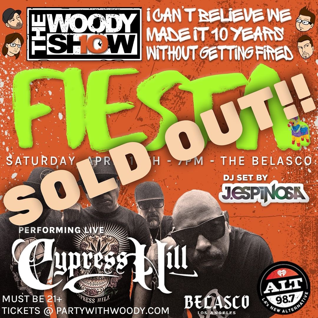 Welp…”that escalated quickly.”🎟️🤯🏴‍☠️ See ya’ll TONIGHT!!!!! 🙌🏿🙌🏾🙌🏽🙌🏼🙌🏻🙌 @cypresshill @thewoodyshow #BelascoTheatre #CypressHill #DjLORD #LosAngeles #SoldOut #TheWoodyShow