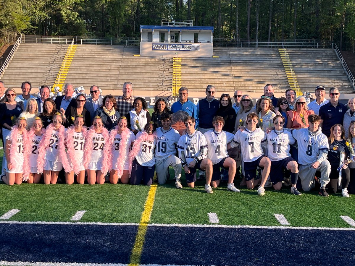 Boys Lacrosse moves to 10-4 with win over North Atlanta on Senior night. Thx Anson, Chase, Nilesh, Pizzo, Whit, and Conner! Class of ‘24 with a ton of wins in their careers. @MaristBooster