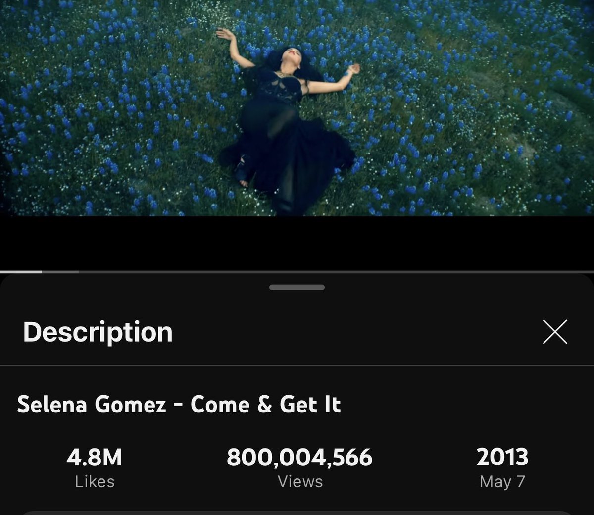 Come & get it has now surpassed 800M views on YouTube