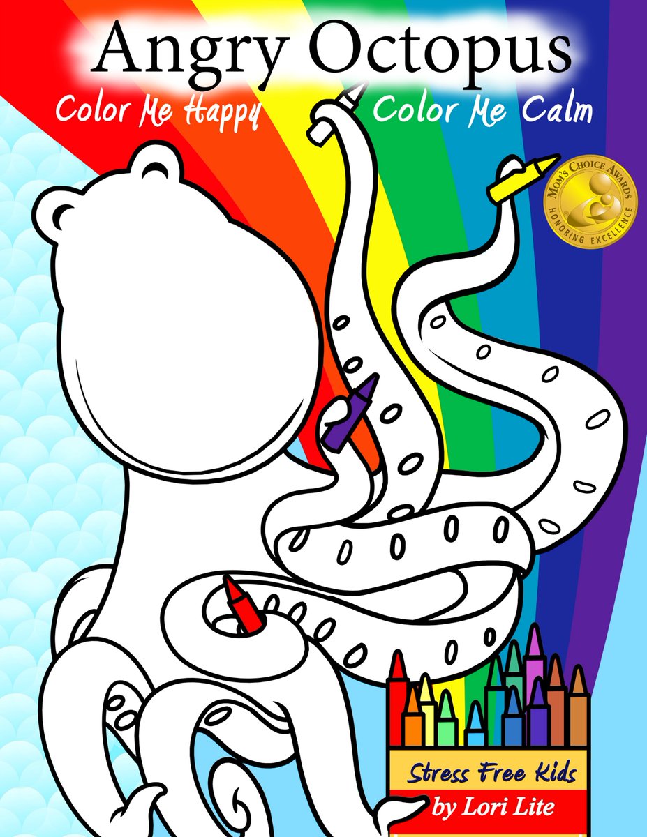 Find 38 calming suggestions to help your children from this award-winning coloring book. Angry Octopus is a Gold Medal Winner via Moms Choice Award. bit.ly/2BKpac #familytime #reducestress