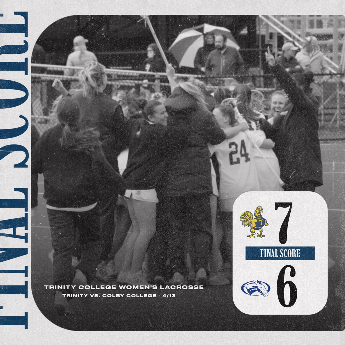 W🥍| Bantams Women's Lacrosse down the visiting Mules on their senior day, 7-6 for the final score! #RollBants🐓