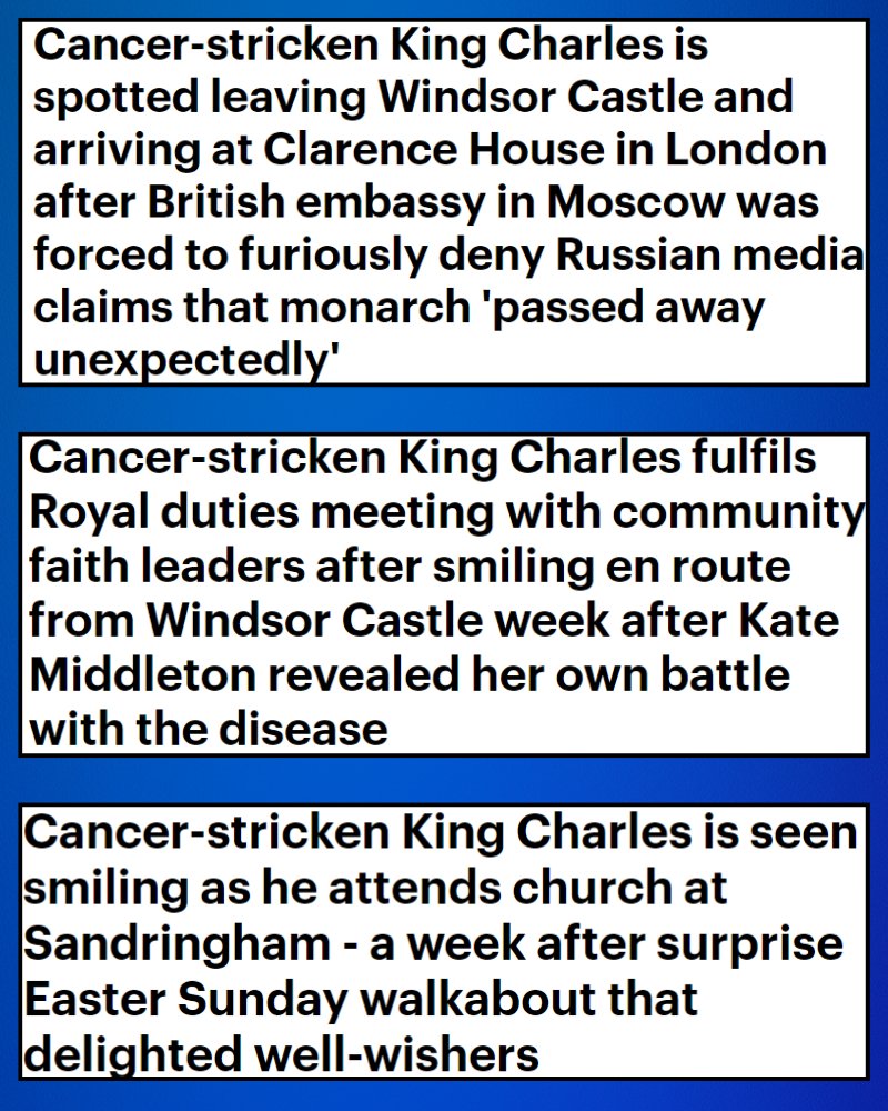 Daily Mail and other tabloid newspapers absolutely must stop describing King Charles III as 'cancer-stricken' 📰 Reducing his entire life to the current illness and overshadowing his identity and experiences is not just disrespectful, it is downright insensitive and disgusting 🤬