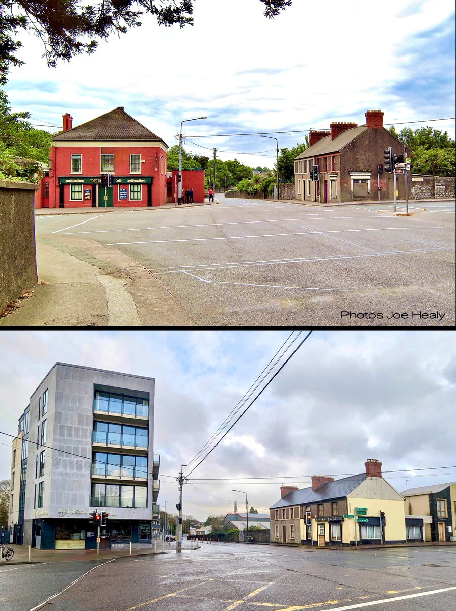 Two views of Dennehy's Cross, pictured c. 2000 and again in 2024 #Cork #Ireland