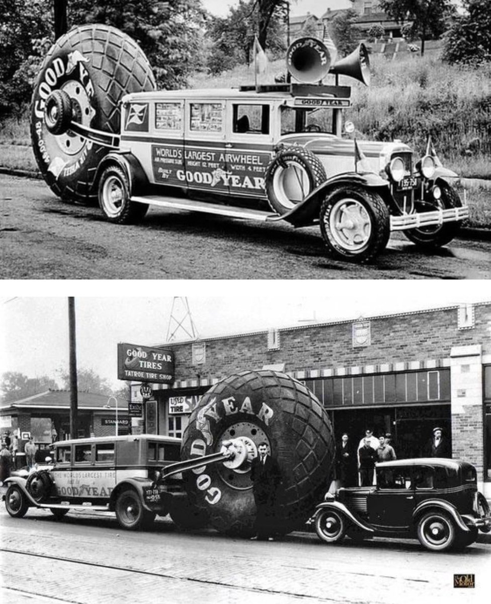 1930, Buick buses were modified by The Goodyear Tire and Rubber Company, promoting their then new, “Airwheel”.