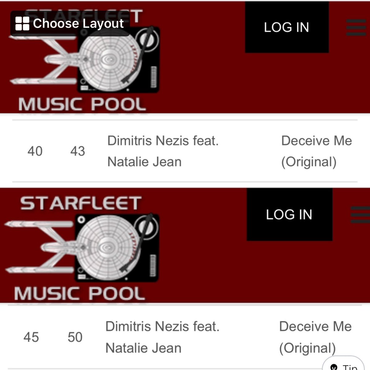 News!! Deceive Me - Dimitris Nezis featuring Natalie Jean is at 40 on the Dance Music Charts and at #45 on the Crossover Charts on starfleet Music Pool!! 😊 @dimitrisnezis