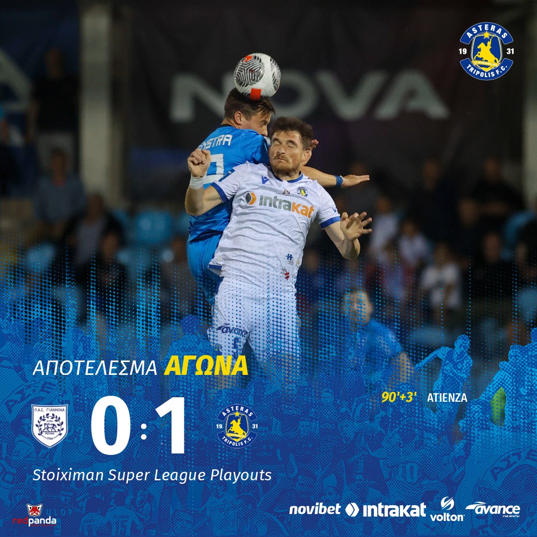 AsterasfcTwit's tweet photo. #asterastripolisfc #matchday4 #pasast #fulltime #playouts #StoiximanSuperLeague #slgr #intrakat #novibet #volton #avance_carrental_official https://t.co/RM0CH3GcoA