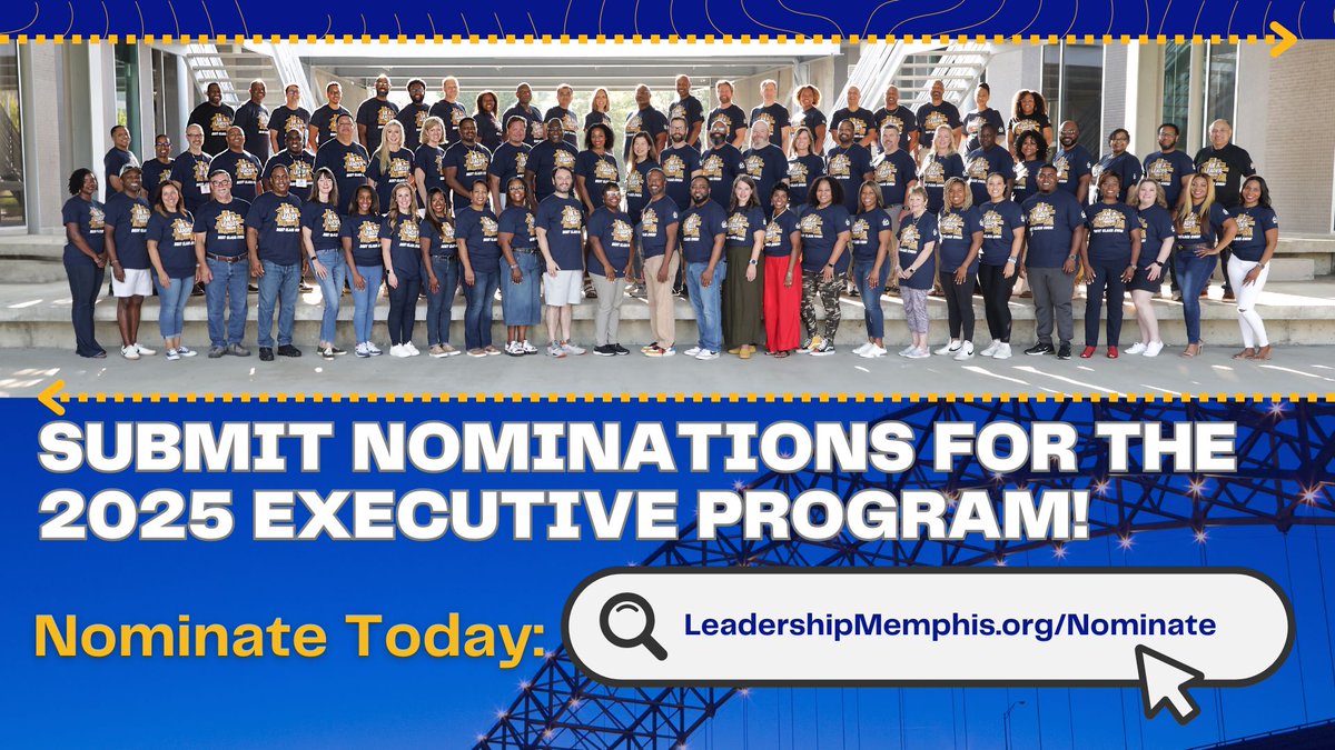 Help a local leader gain the tools they need for taking control of their destiny and serving our communities. Nominate a leader for the Executive Class of 2025! leadershipmemphis.org/nominate/