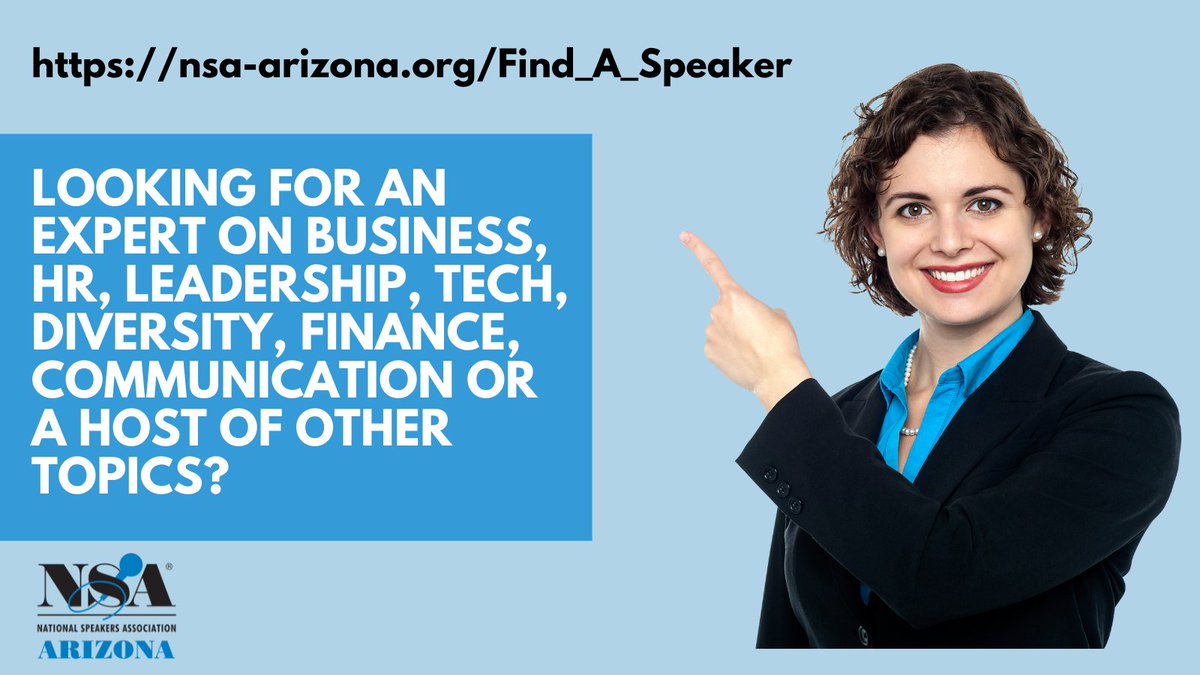 Arizona’s largest database of expert speakers is right here.

nsa-arizona.org/Find_A_Speaker

#nsaaz #nsaspeaker #nsa #speaker #publicspeaker #publicspeaking #phoenixaz #nsaarizona