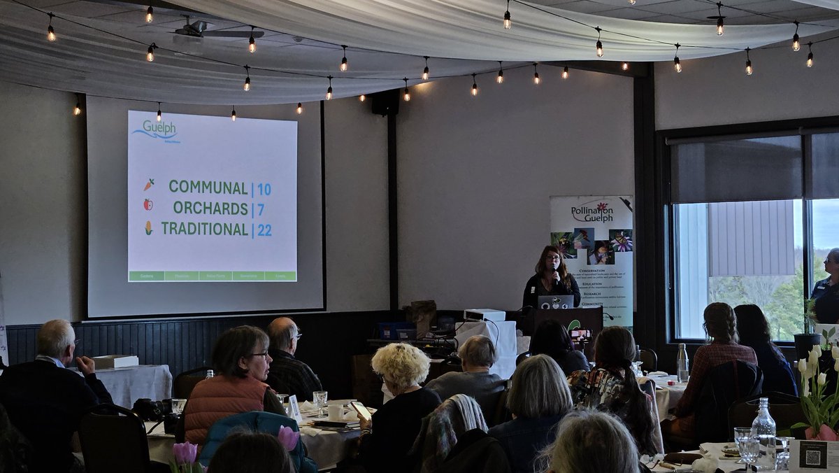 PollinateGuelph's tweet photo. Miranda Burton with @cityofguelph explained many of the great programs they are doing in #Guelph to help increase # of native plants and help pollinators, from supporting community gardens and increasing tree canopy to growing tons of seedlings for many planting sites. #PGEvents https://t.co/OC2hplu3DT