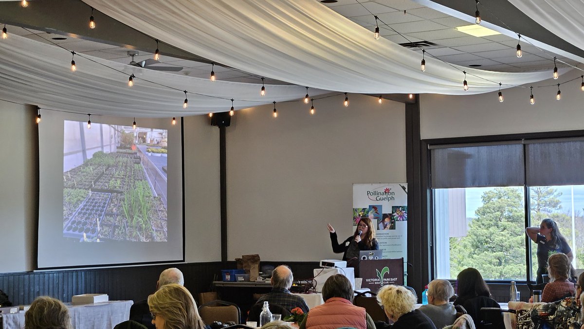 PollinateGuelph's tweet photo. Miranda Burton with @cityofguelph explained many of the great programs they are doing in #Guelph to help increase # of native plants and help pollinators, from supporting community gardens and increasing tree canopy to growing tons of seedlings for many planting sites. #PGEvents https://t.co/OC2hplu3DT