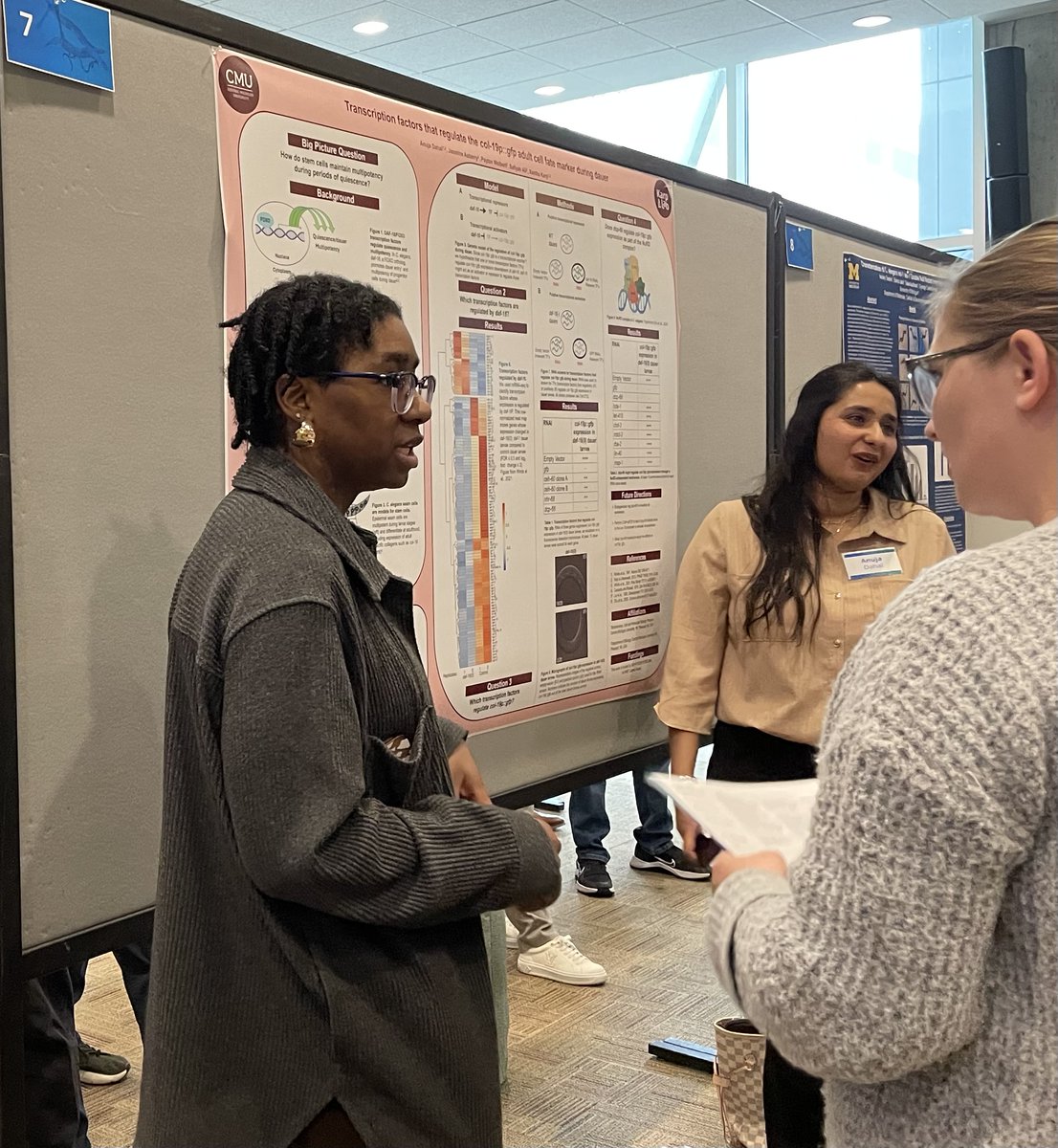 The Karp lab had a great time at the Midwest C. elegans Meeting at the Van Andel Institute. Congratulations to presenters <a href="/MJWirick/">Matthew Wirick</a>, <a href="/AnujaDahal3/">Anuja Dahal</a>, <a href="/regankayyy/">Regan K</a>, and Jasmine Asberry. Thanks to @BurtonNick and Shreesh Raj Sammi for organizing.