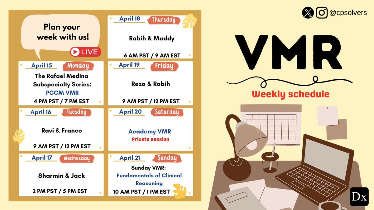 #MedTwitter - Plan your week with us! We have an exciting week ahead here at Clinical Problem Solvers. Join our live sessions for free using the link➡️ bit.ly/31LWIKg