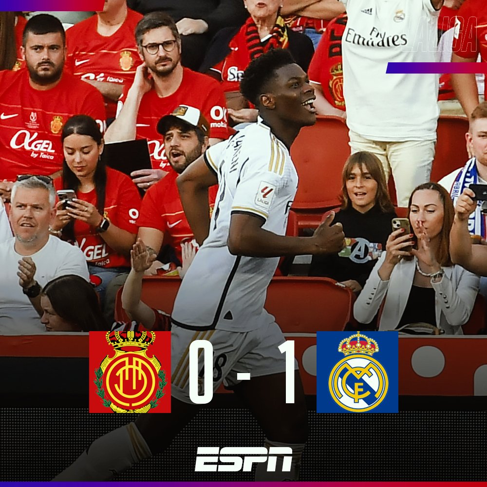¡El Real Madrid le ganó al Mallorca de Javier Aguirre! Con gol de TCHOUAMÉNI, el equipo merengue se llevó los tres puntos y llegó a 78 unidades.