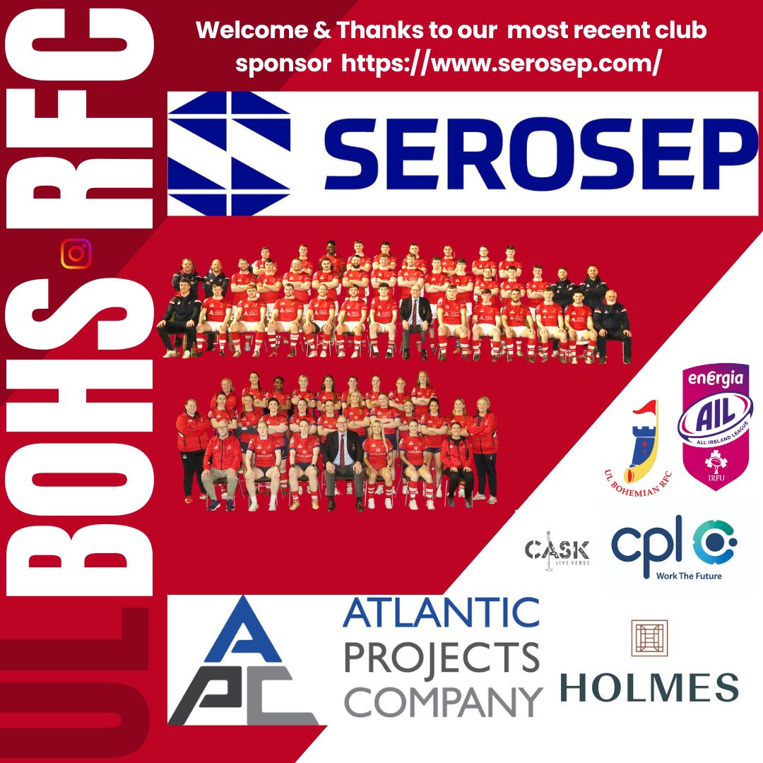 🔴🔵Our most recent sponsor - SEROSEP!! Based in the Annacotty Business Park, Serosep are the leading laboratory diagnostics specialists in microbiology, histopathology and environmental testing. Great to have you on board🙌🏻🔴🔵🏉 #ulbohs #ulbohemianrfc #community