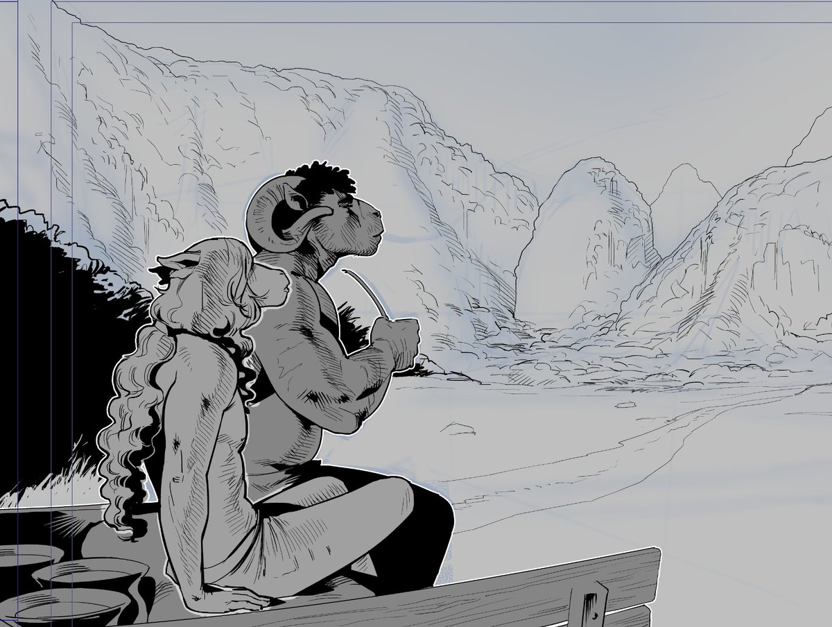 panel wip! it's a quiet night with the fellas