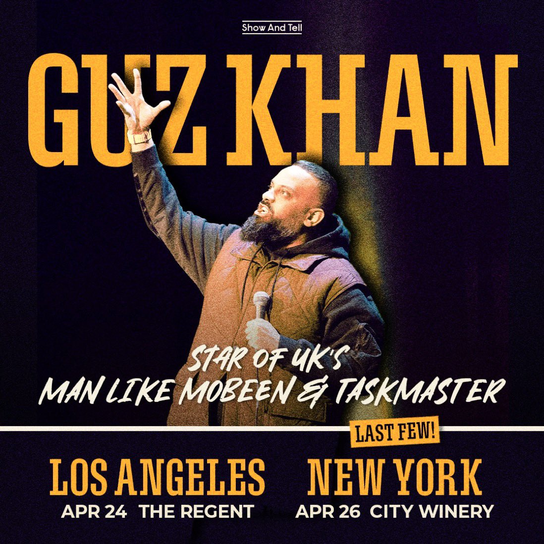Thrilled to open for my brother @GuzKhanOfficial for his LA show on 4/24. One night only. Come through to see one of the most hilarious people I know👊🏾🎤✨ showandtellpresents.com/events/guz-kha…