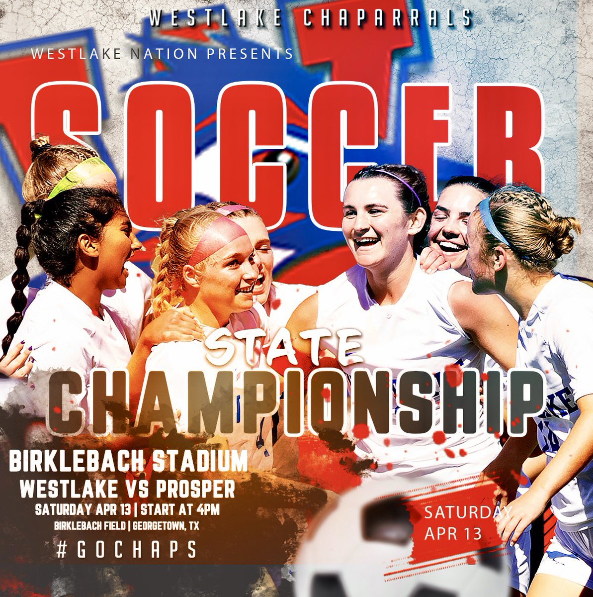 Women’s Soccer heads back to Georgetown today at 4pm as the Chaps take on Prosper for the 6A State Championship. Head to Birkelbach Stadium and get your online tickets at the link below. #GoChaps georgetownisd.org/Page/23590