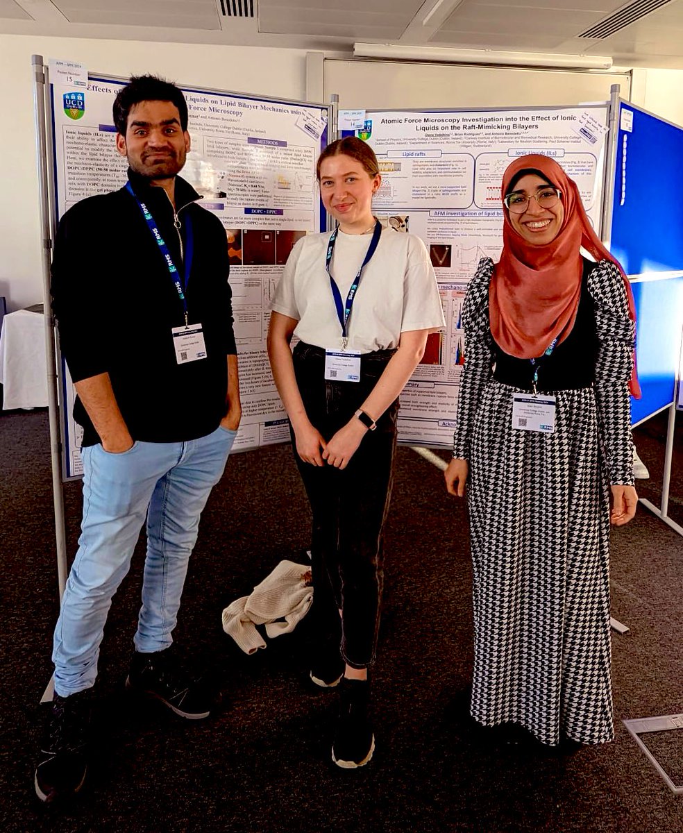 Our NanoBioPhysics Lab’s expedition at @RoyalMicroSoc AFM & SPM Meeting 2024 (UK) to present on “The effects of ionic liquids on lipid bilayers” with @AYedelkina & @Aadarsh_sony presenting posters & @imenboujmil giving a talk @ucdscience @UCD_physics @UCD_Conway @Scienze_RomaTre