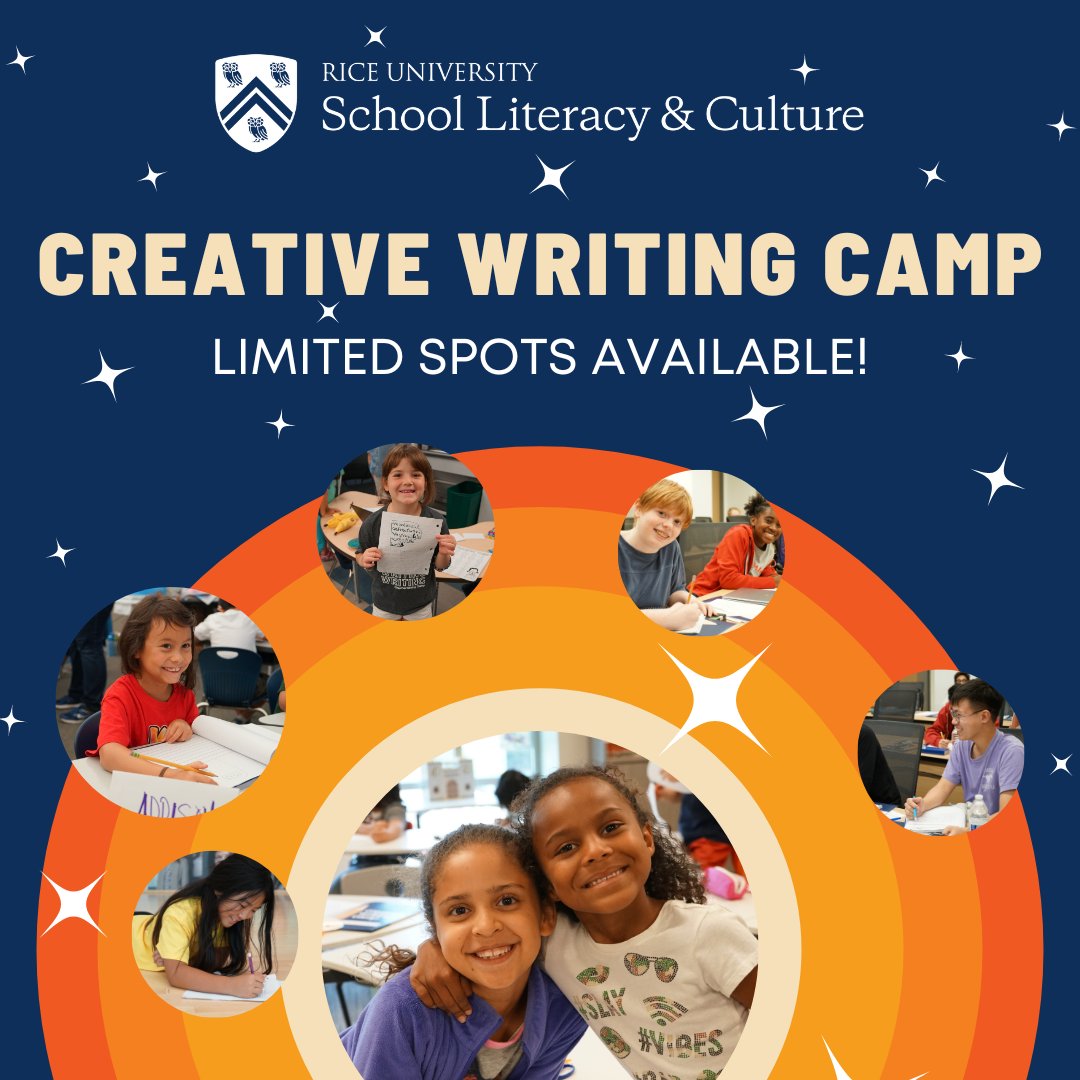 Rice Continuing Studies (@continuerice) on Twitter photo ⏰ Time's ticking! Don't miss your chance to enroll in <a href="/RiceUniversity/">Rice University</a>'s #CreativeWritingCamp. Foster your child's creativity, critical thinking, and confidence in a supportive environment. Limited spots available – register now! bit.ly/3uZDU9B #RiceUniversity ⏰ Time's ticking! Don't miss your chance to enroll in <a href="/RiceUniversity/">Rice University</a>'s #CreativeWritingCamp. Foster your child's creativity, critical thinking, and confidence in a supportive environment. Limited spots available – register now! bit.ly/3uZDU9B #RiceUniversity