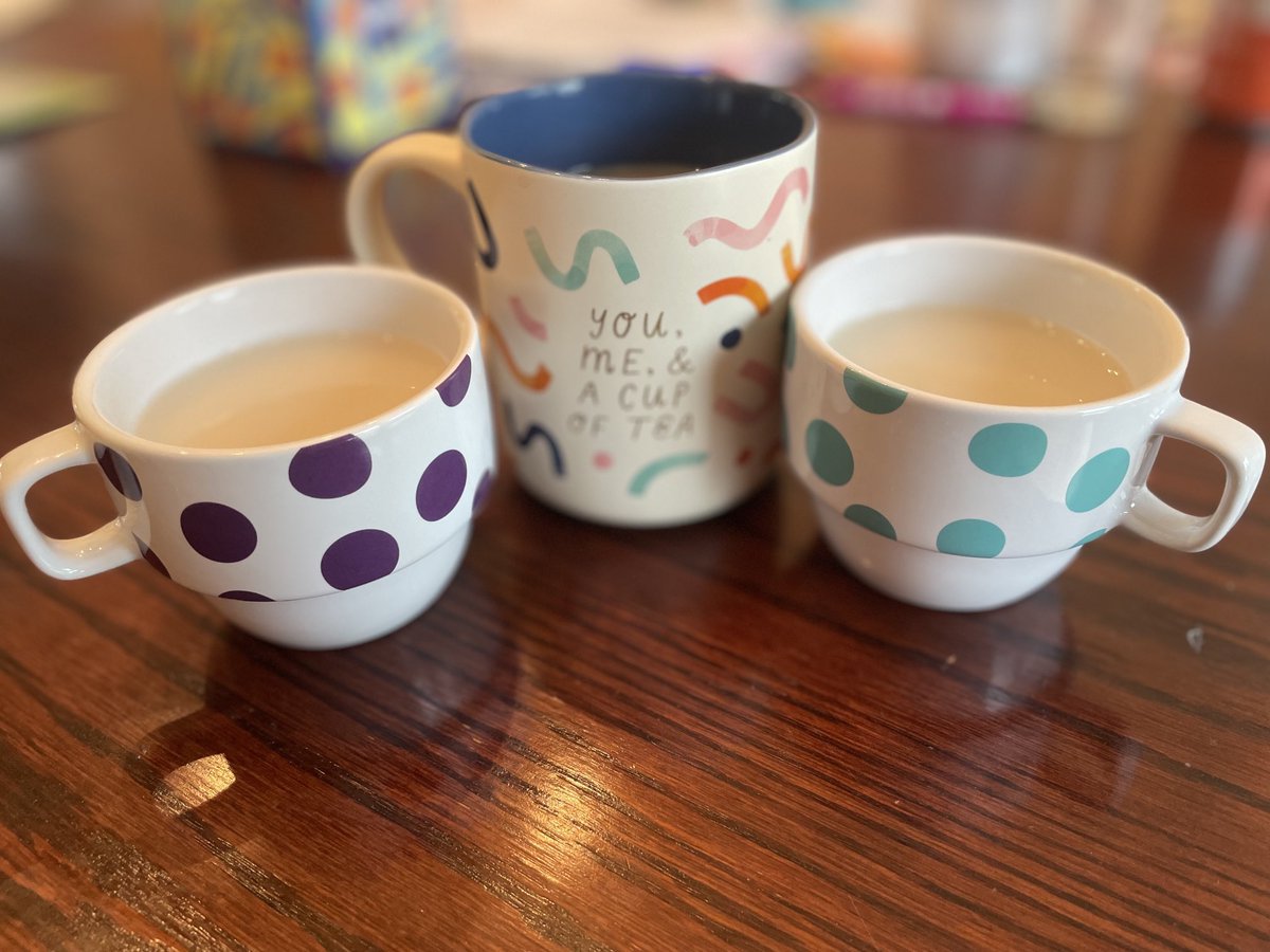 Nothing beats tea and a library book on a grey, rainy Saturday with your girls (mostly tea-flavoured milk for them)