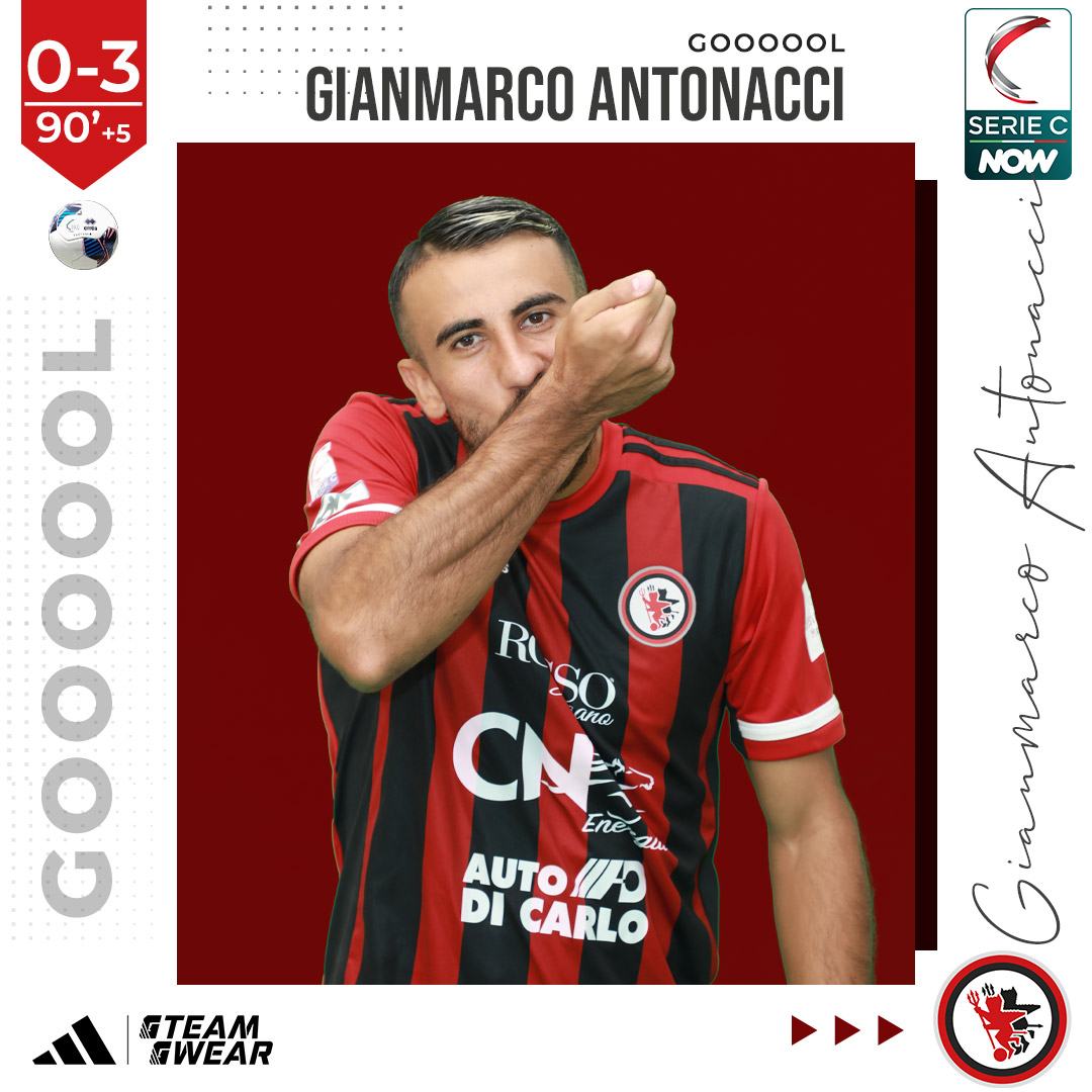 𝗚𝗢𝗢𝗢𝗢𝗢𝗟 𝗚𝗢𝗢𝗢𝗢𝗢𝗟 𝗚𝗢𝗢𝗢𝗢𝗢𝗟

Terzo gol del Foggia con Gianmarco Antonacci
#Potenza 0️⃣ #Foggia 3️⃣

⏱️ 90+5 | Conclusione di Marino e tap-in del 16 rossonero