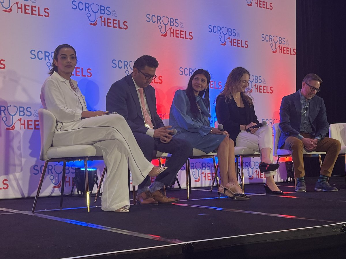 Last panel discussion of the day at #ScrubsNHeels24 moderated by @LindaNguyenMD @DrAllegrettiIBD Ways to advocate for yourself ➡️ first advocate for everyone else ➡️be intentional about what you want ➡️ be authentic to everyone @ScrubsNHeels 👠 #FindyourFriendtors