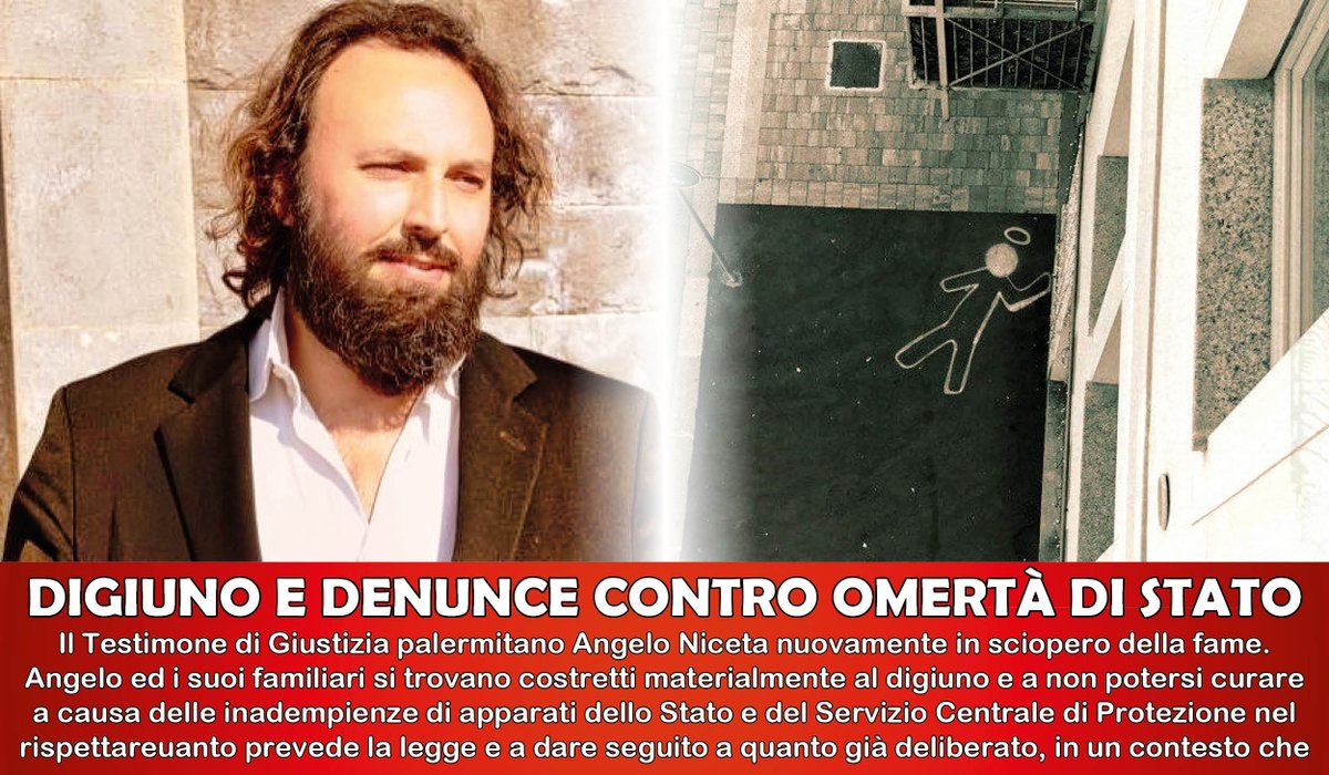 #Digiuno e denunce contro #omertà di #Stato - Il #TestimonediGiustizia palermitano #AngeloNiceta nuovamente in #scioperodellafame
#Giustizia #mafia #Palermo
Leggi il post facebook: facebook.com/resistenzaanti…