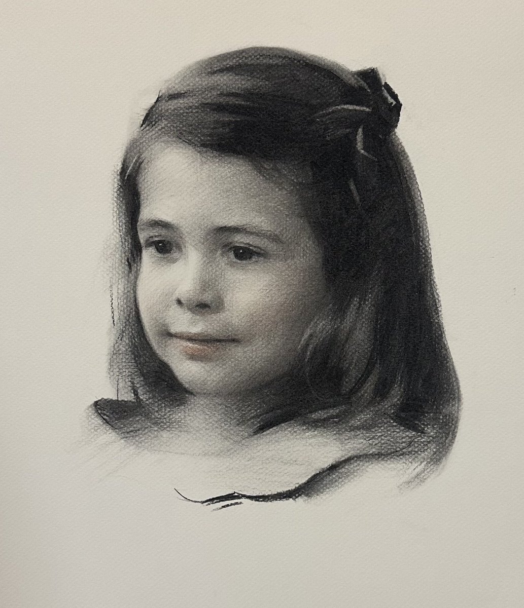 A recent commission of this lovely American girl. #portraitdrawing #charcoaldrawing