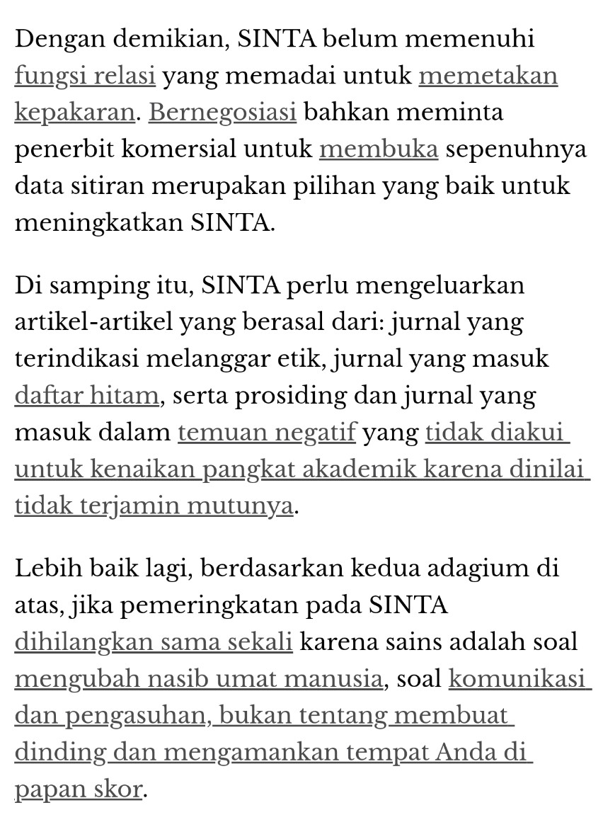 Dlm artikel kami (bersama @dasaptaerwin dan @sainsterbuka), kami memang pernah merekomendasikan ORCID utk diintegrasikan dgn SINTA Kemdikbudristek krn sifatnya yang 'terbuka, plural, dan humanstik...yang (juga) tutup mata thd pemeringkatan publikasi.' theconversation.com/jalan-evolusi-…