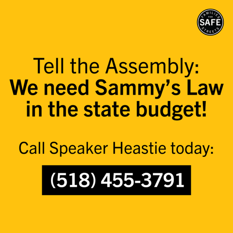 Tell the Assembly: We need Sammy's Law in the state budget! Call Speaker Heastie today: 518-455-3791