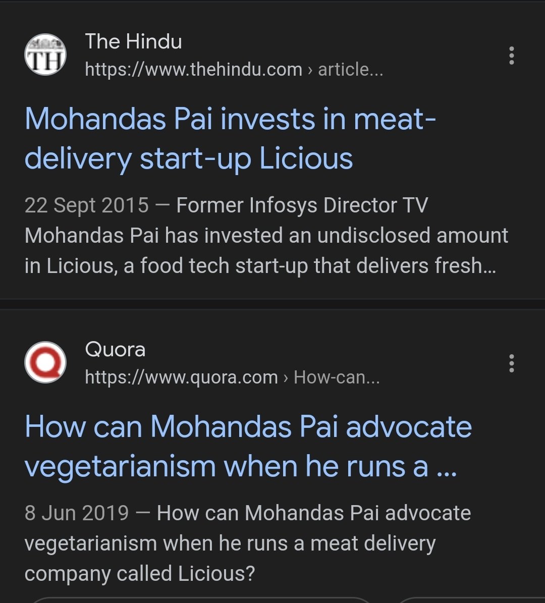TV Mohandas Pai, a clown who has investments in the meat company Licious, is going around scolding people like @sardesairajdeep for eating meat during Navratras. Has Licious suspended its operations for these nine days? The answer is no. Sanghi clowns = biggest hypocrites.