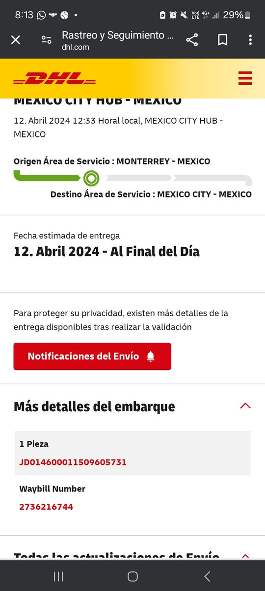 Que pasa con mi envío <a href="/DHLMex/">DHL México</a> <a href="/DHLMexayuda/">DHL México Ayuda</a> envío de Monterrey a Cdmx y no llega y no avanza el status no es equivalente el cobro vs el servicio <a href="/elpoderdelc/">Poder del Consumidor</a> <a href="/Profeco/">Profeco</a> su apoyo guiqa#2736216744