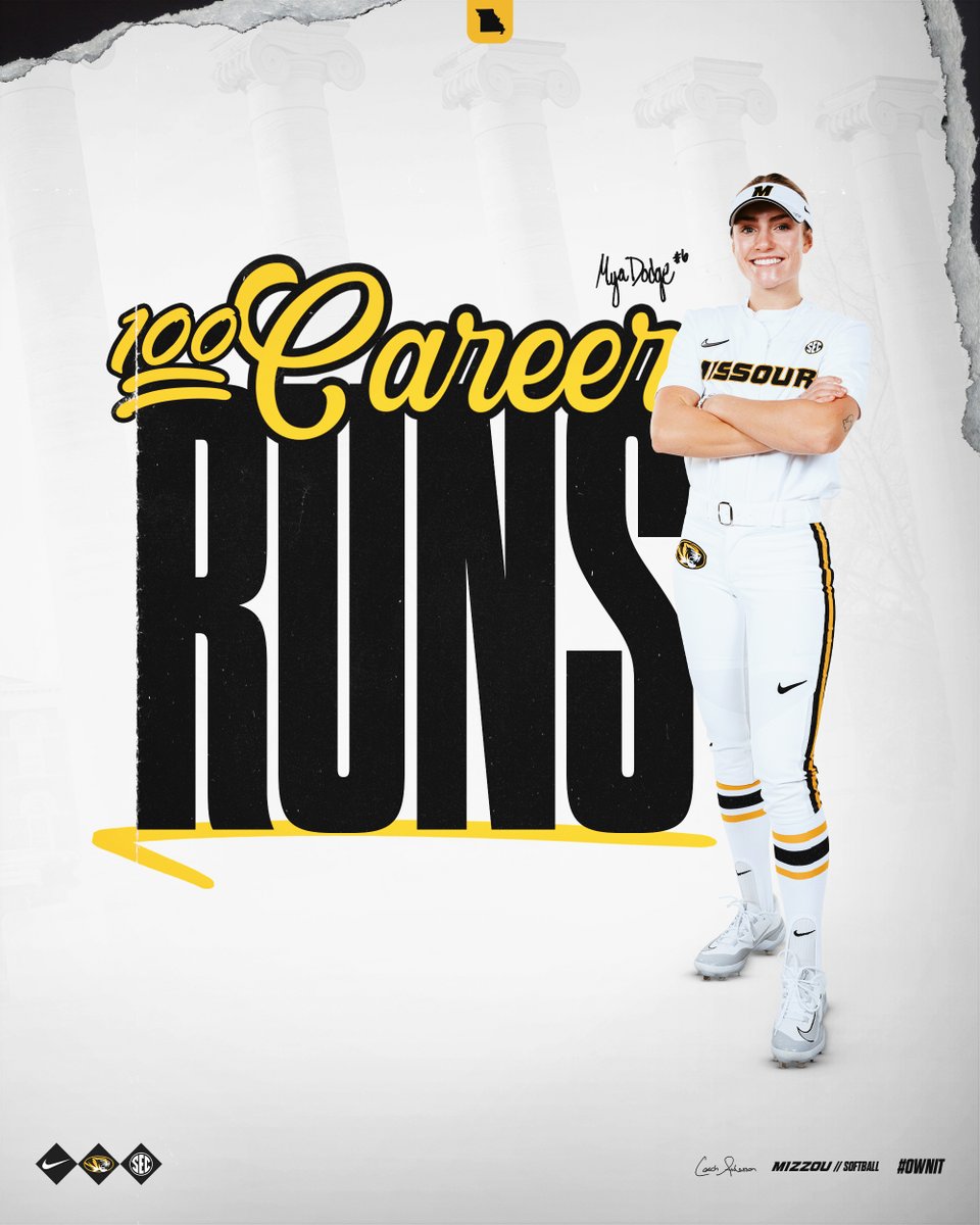 Welcome to the 💯 career run club, Mya Dodge!!! 

#OwnIt #MIZ🐯🥎 | <a href="/dodge_mya/">Mya Dodge</a>