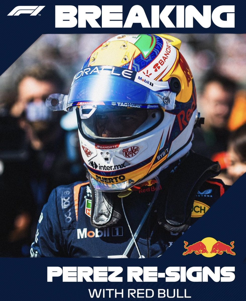 F1NewsLatam1's tweet photo. BREAKING: Sergio Perez and re-sign with Redbull for the 2025 season!

#F1 @redbullracing https://t.co/8hDAmcXYRo