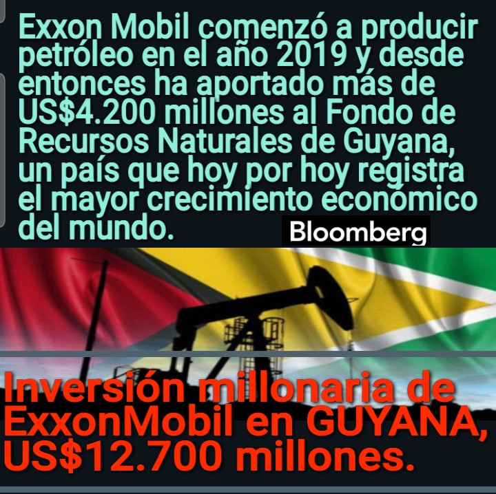 jairodeg1's tweet photo. GUYANA  EL MAYOR CRECIMIENTO ECONÓMICO  DEL MUNDO
"La petrolera estadounidense ExxonMobil (XOM) anunció que invertirá en el proyecto Whiptail, en Guyana, que implica una inversión de US$12.700 millones e incluirá 10 centros de perforación con 48 pozos de producción e inyección. https://t.co/5kPL0UB4LR