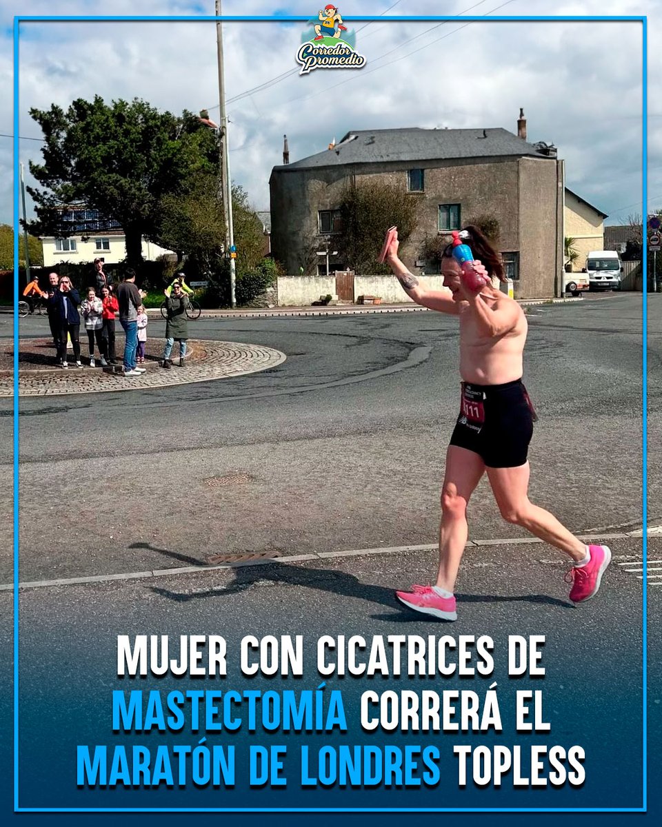 CorredorProm's tweet photo. ⭕️ Mujer con cicatrices de mastectomía correrá el Maratón de Londres topless. 💪🏼🏃🏻‍♀️
🔗: https://t.co/TcjMie9V9V https://t.co/GPXaAHaQFq