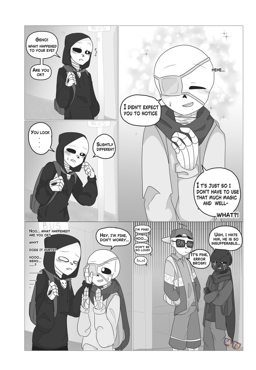 This is based on a Roleplay !¡

If this gets enough attention, I might make more comics about it so you all have the whole story 💗 (it’s really pretty actually ) 

#afterdeath #reapersans #genosans #errorsans #freshsans #genoxreaper