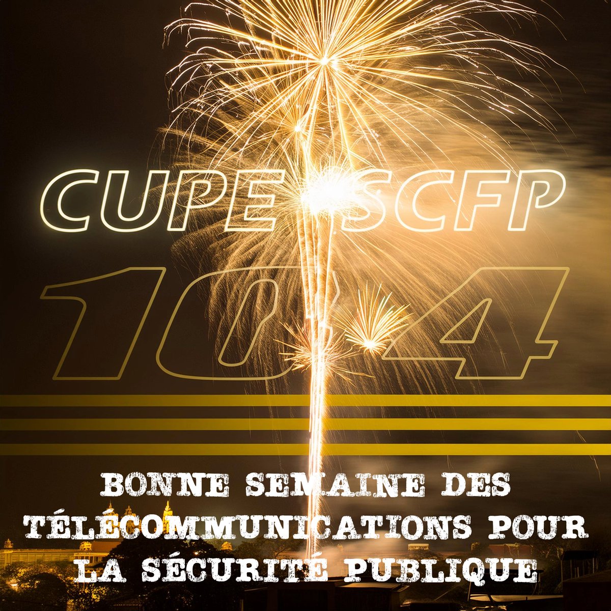 Applaudissons nos membres incroyables de la SCFP 104 alors que nous célébrons la Semaine des Télécommunicateurs de la Sécurité Publique ! Votre dévouement et votre travail acharné assurent la sécurité  des Canadiens en cas de besoin. Voici une semaine remplie d'appréciation.