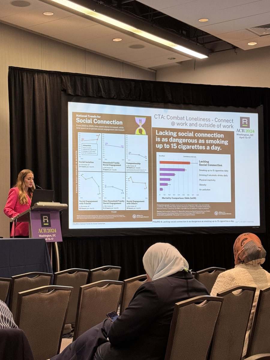 “Lacking social connection is as dangerous as smoking 15 cigarettes a day” ⭐️⭐️⭐️Excellent reflection by @NildaMariaW at the @ACRRFS programming during the #ACR24 @RadiologyACR annual meeting