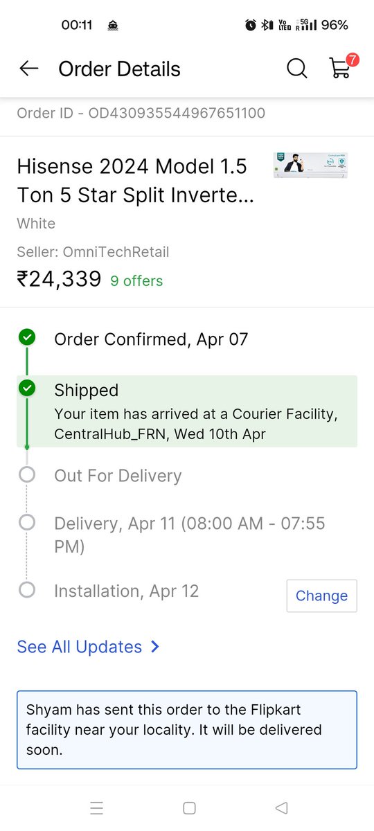 @Flipkart @flipkartsupport i have ordered one AC which was supposed to be delivered by 11 Apr. However it is still not delivered. Flipkart has no idea regarding the issue and whereabouts of the product. @jagograhakjago can u take some action on the marketplace.
#patheticservice
