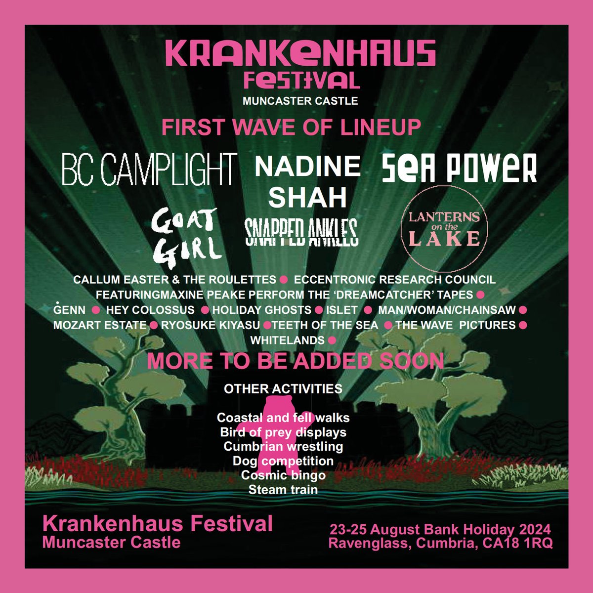 Festival alert! @whitelandsband are on the bill for @SeaPowerBand’s @Krankenhausfest, which takes place over the August Bank Holiday weekend at Muncaster Castle in Cumbria. Tickets are on sale now from: krankenhausfestival.com