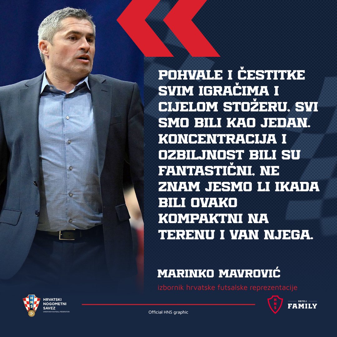 Izbornik hrvatske futsalske reprezentacije Marinko Mavrović istaknuo je snagu zajedništva unutar momčadi nakon pobjede nad Poljskom u prvoj utakmici doigravanja za #FutsalWC! 🤗 #Obitelj