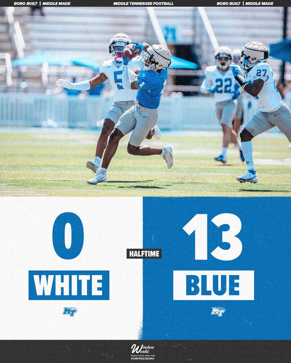 Buzzer beater from 42-yards by @ChadwickJustus extends the Blue Team's lead heading into the locker room. 0:01 2Q Blue Team: 13 White Team: 0 #BoroBuiltMiddleMade